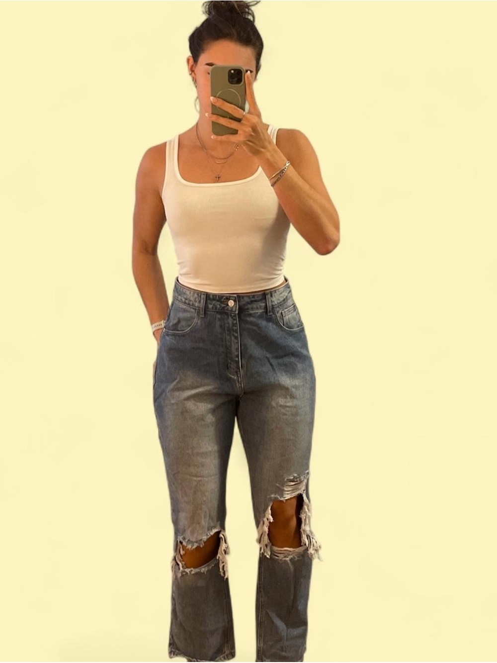 PrettyLittleThing Distressed Boyfriend Jeans - Blue